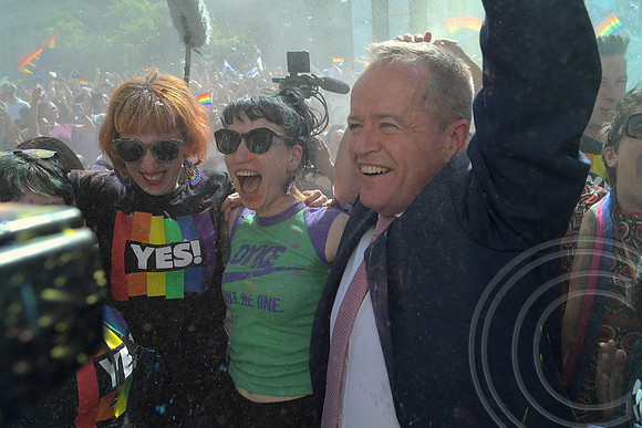 Australian Federal Opposition leader Bill Shorten celebrate for Same Sex Marriage